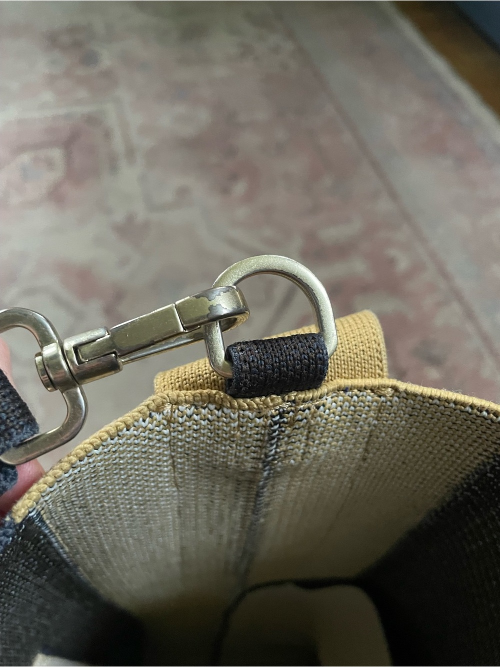 Rothy’s Black Canvas Bucket Bag with Adjustable Yellow Strap - Picture 5 of 6